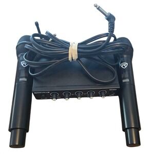 Rockville RKI60 Dual Wireless Microphone System Karaoke Mixer Interface Black
